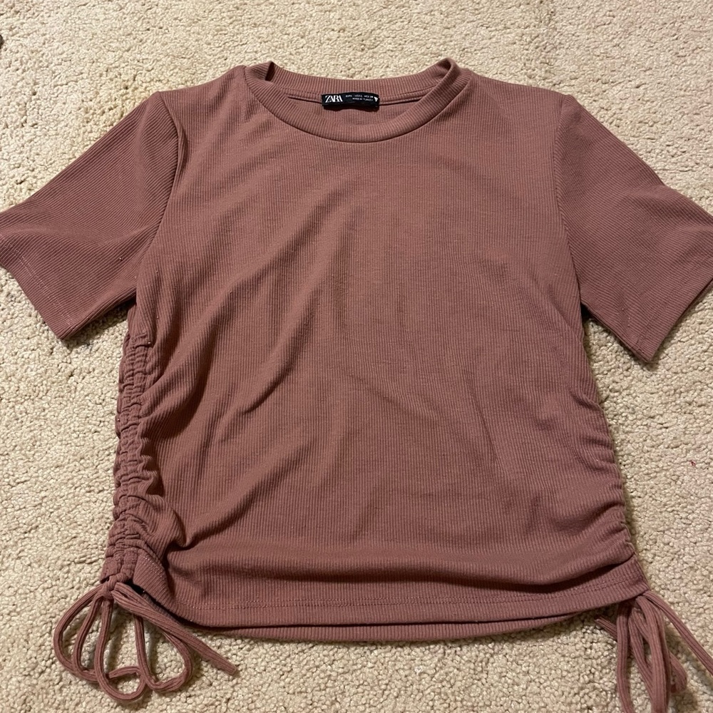 Zara Ruched Ribbed Crop Top